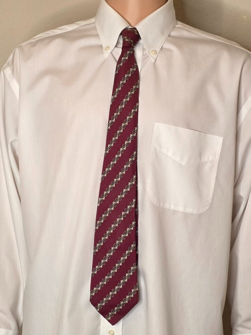 Authentic Hermes Silk Tie - Burgundy Equestrian Pattern (7080 OA)